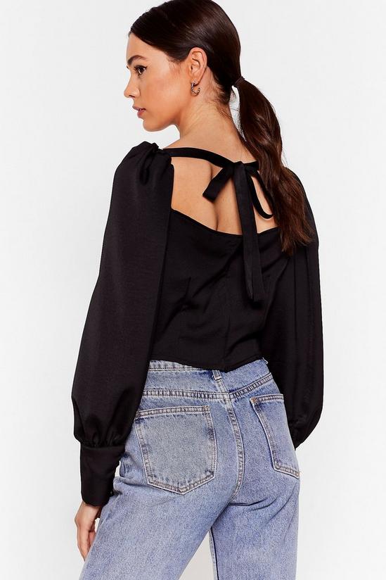 NastyGal Puff Sleeve Button Up Tie Back Blouse 3