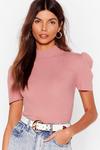 NastyGal Ribbed Knit Fitted High Neck Top thumbnail 1