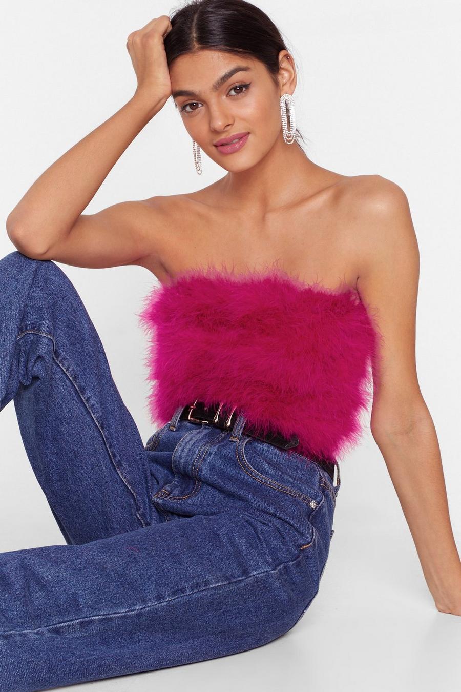 Hot pink Faux Feather Bandeau