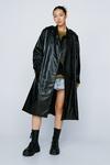 NastyGal Faux Leather Belted Trench Coat thumbnail 1