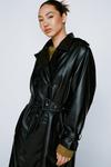 NastyGal Faux Leather Belted Trench Coat thumbnail 3