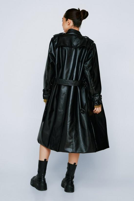 NastyGal Faux Leather Belted Trench Coat 4