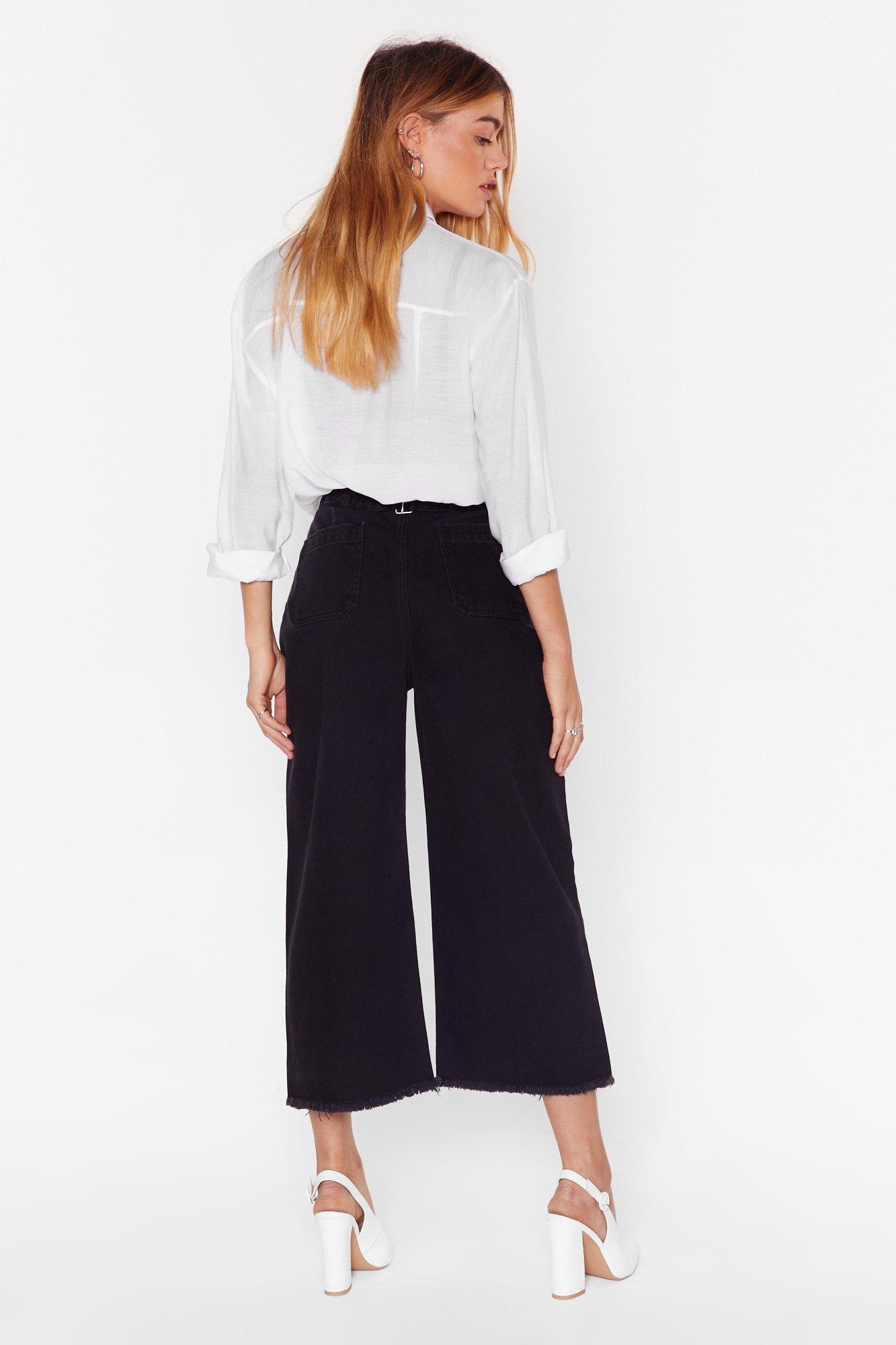 Black store jean culottes