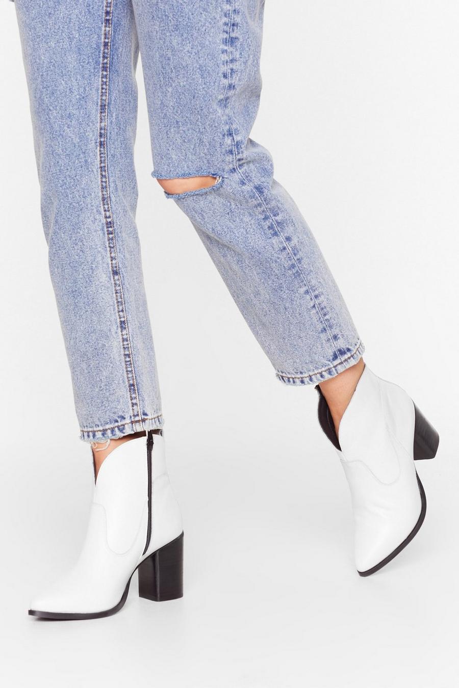 White Curve the Haters Leather Ankle Boots