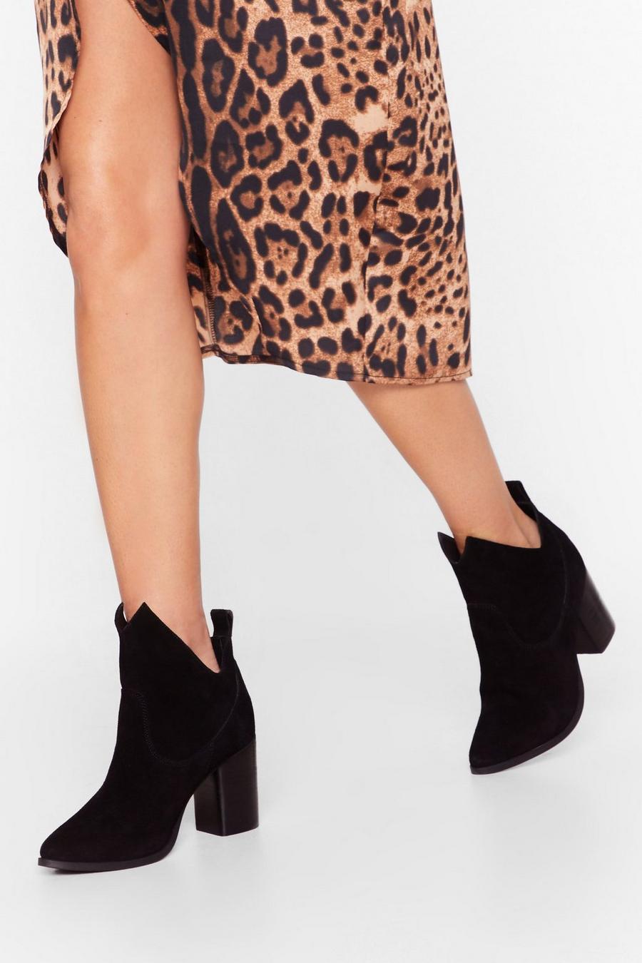 Black Over and Cut-Out Suede Ankle Boots
