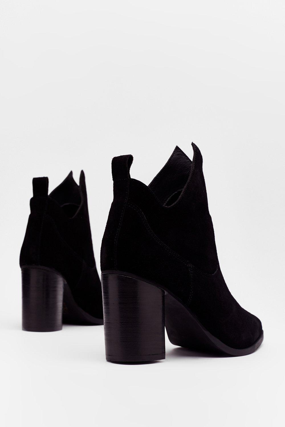 Over and Cut Out Suede Ankle Boots