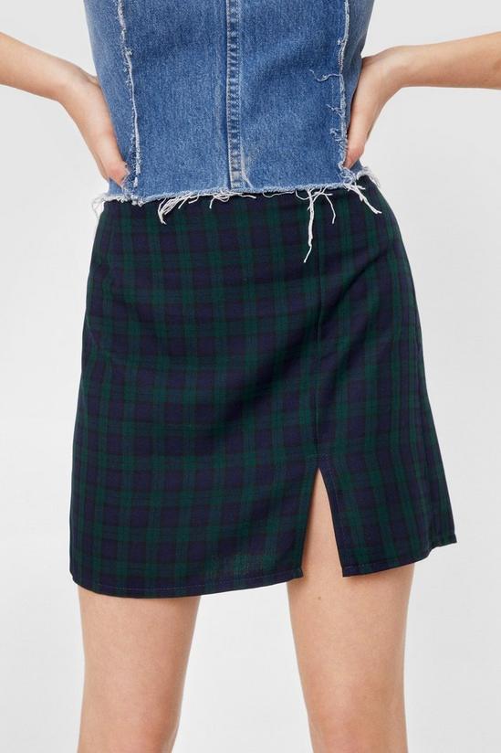 NastyGal Check A Line Slit Mini Skirt 3