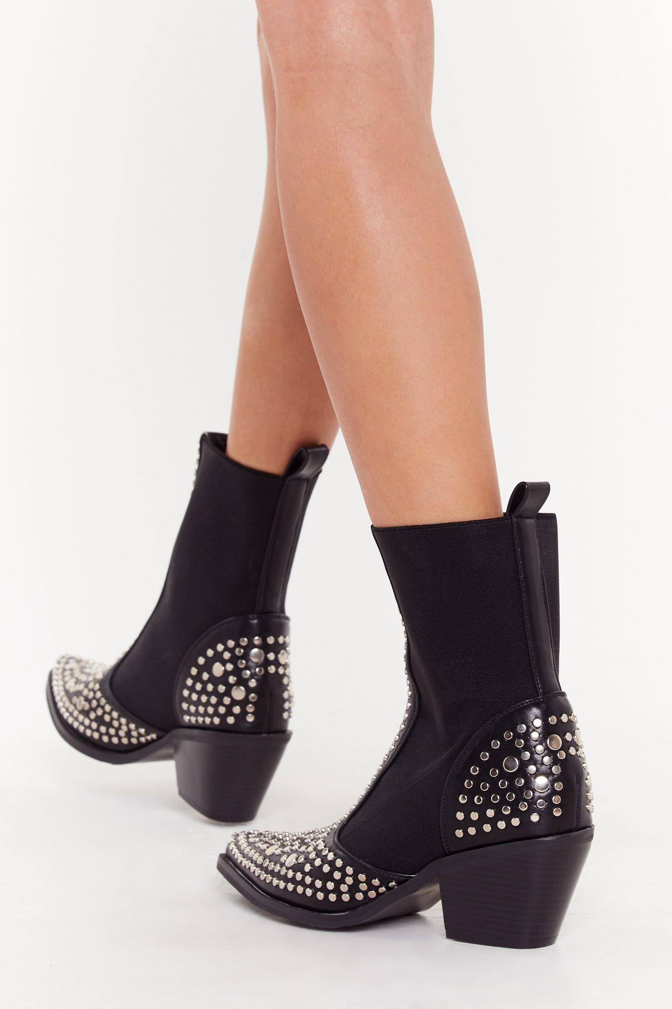 Studded Western Chelsea Boots