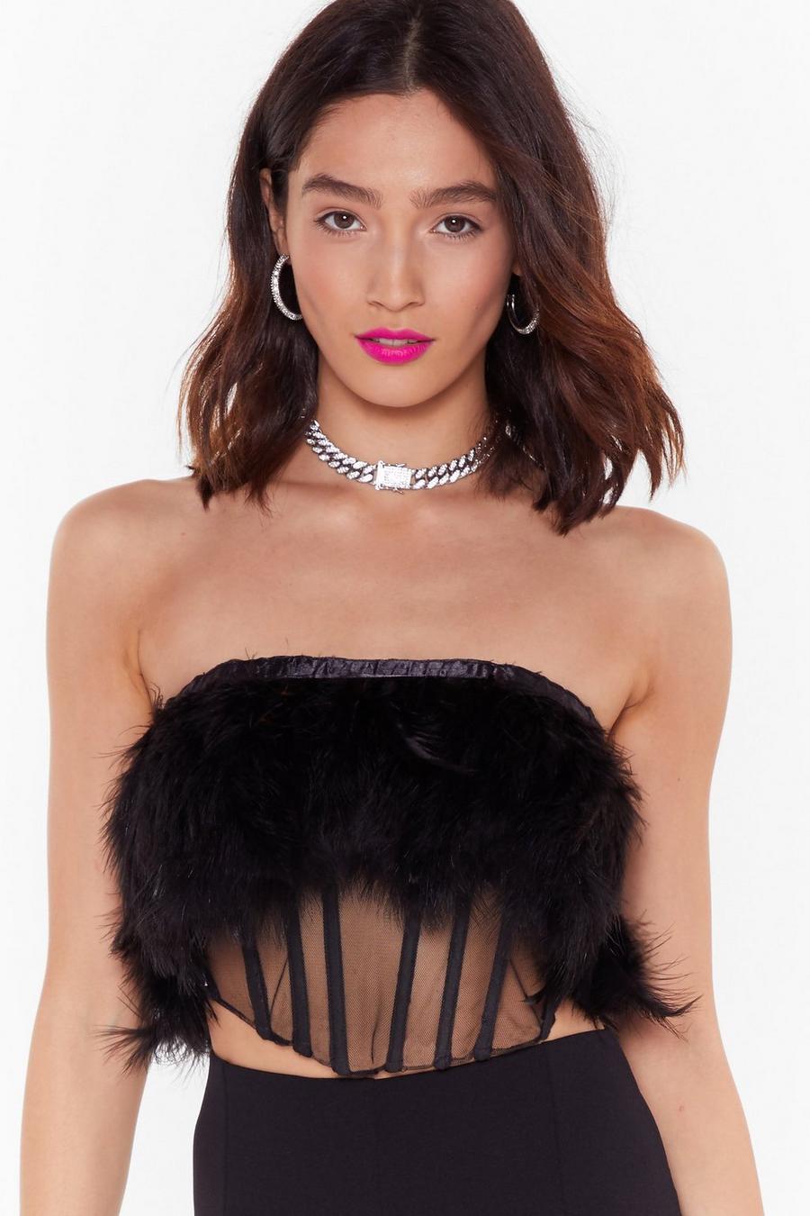 Black Shake a Tail Feather Corset Bustier Top