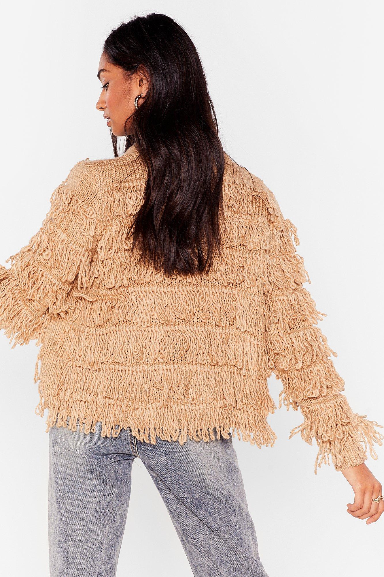 Beige shop shaggy cardigan