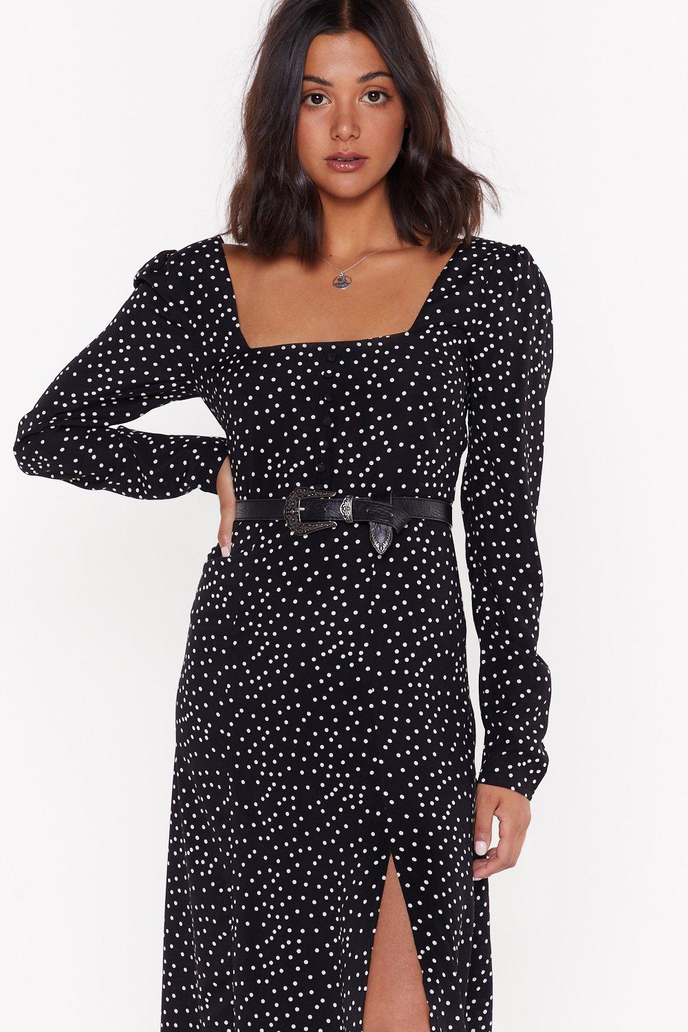 Polka dot 2024 slit dress