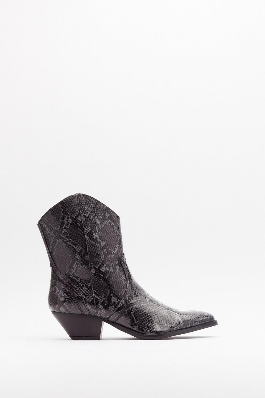 Grey Snake the Risk Faux Leather Western Boots