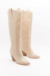 NastyGal Knee High Faux Leather Croc Cowboy Boots thumbnail 3