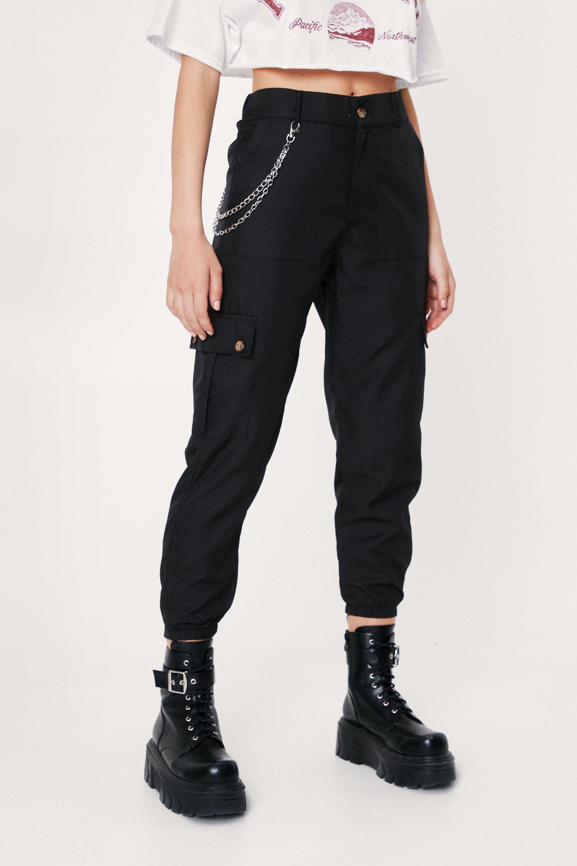 Chain Detail Fitted Cargo Trouser  Cargo trousers, Trousers women