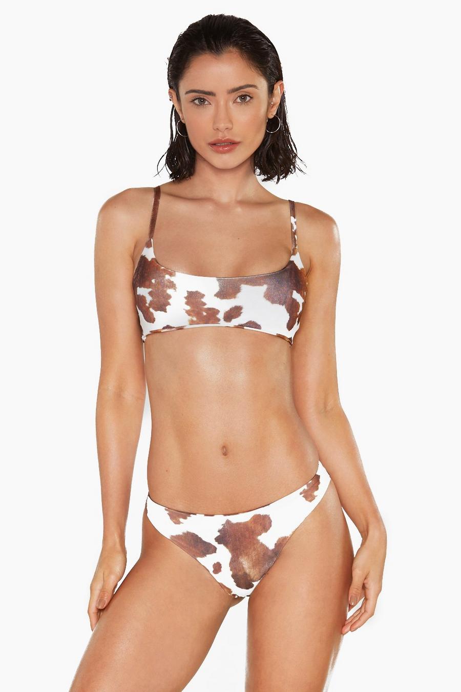 White Cow Square Neck Bikini Set