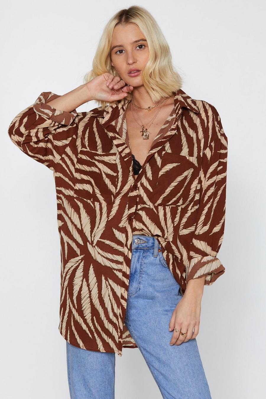 Tan brown Without Feather Ado Oversized Shirt