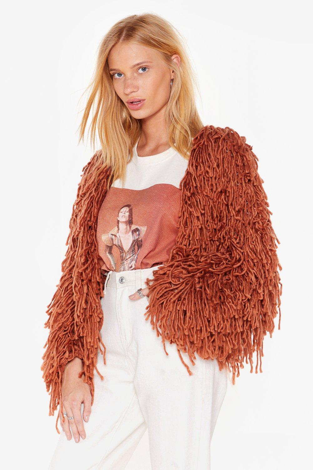 Shaggy hotsell cardigan boohoo