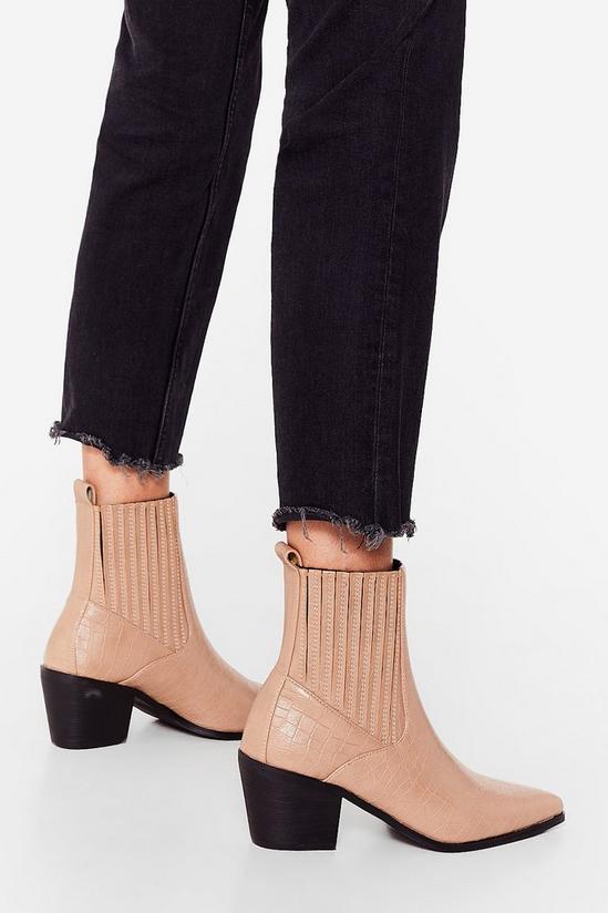 NastyGal Faux Leather Croc Pointed Ankle Boots 2