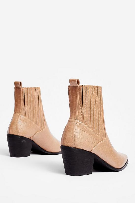 NastyGal Faux Leather Croc Pointed Ankle Boots 4