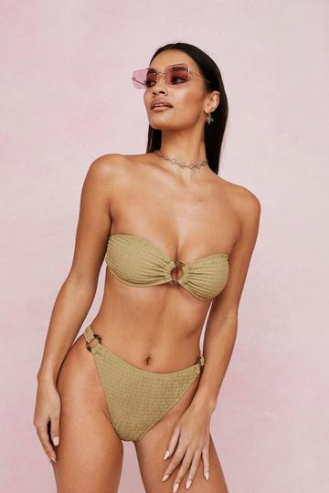 Bandeau O Ring Crinkle Bikini Top khaki