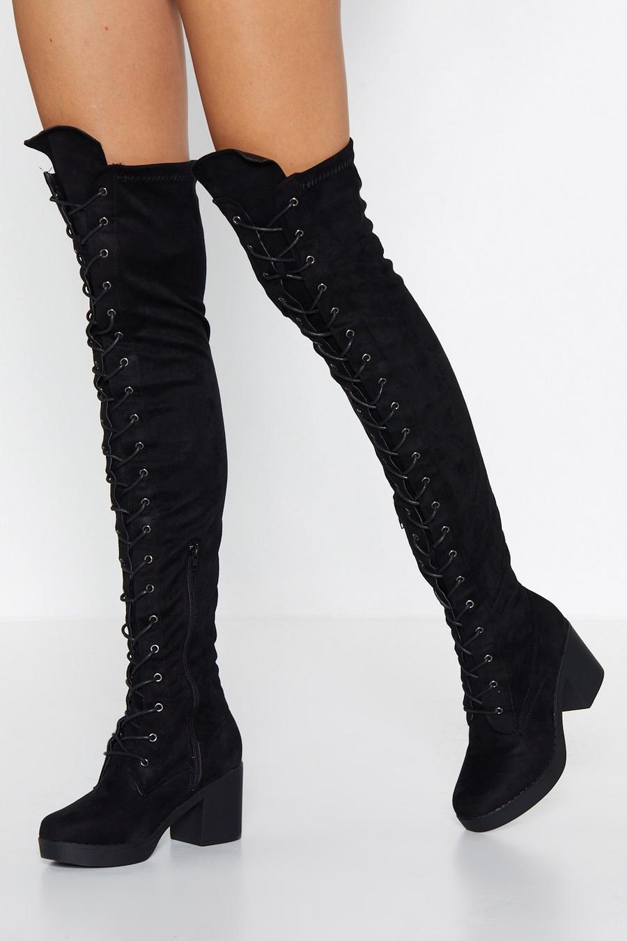 Lace Up Over the Knee Boots | Boohoo UK