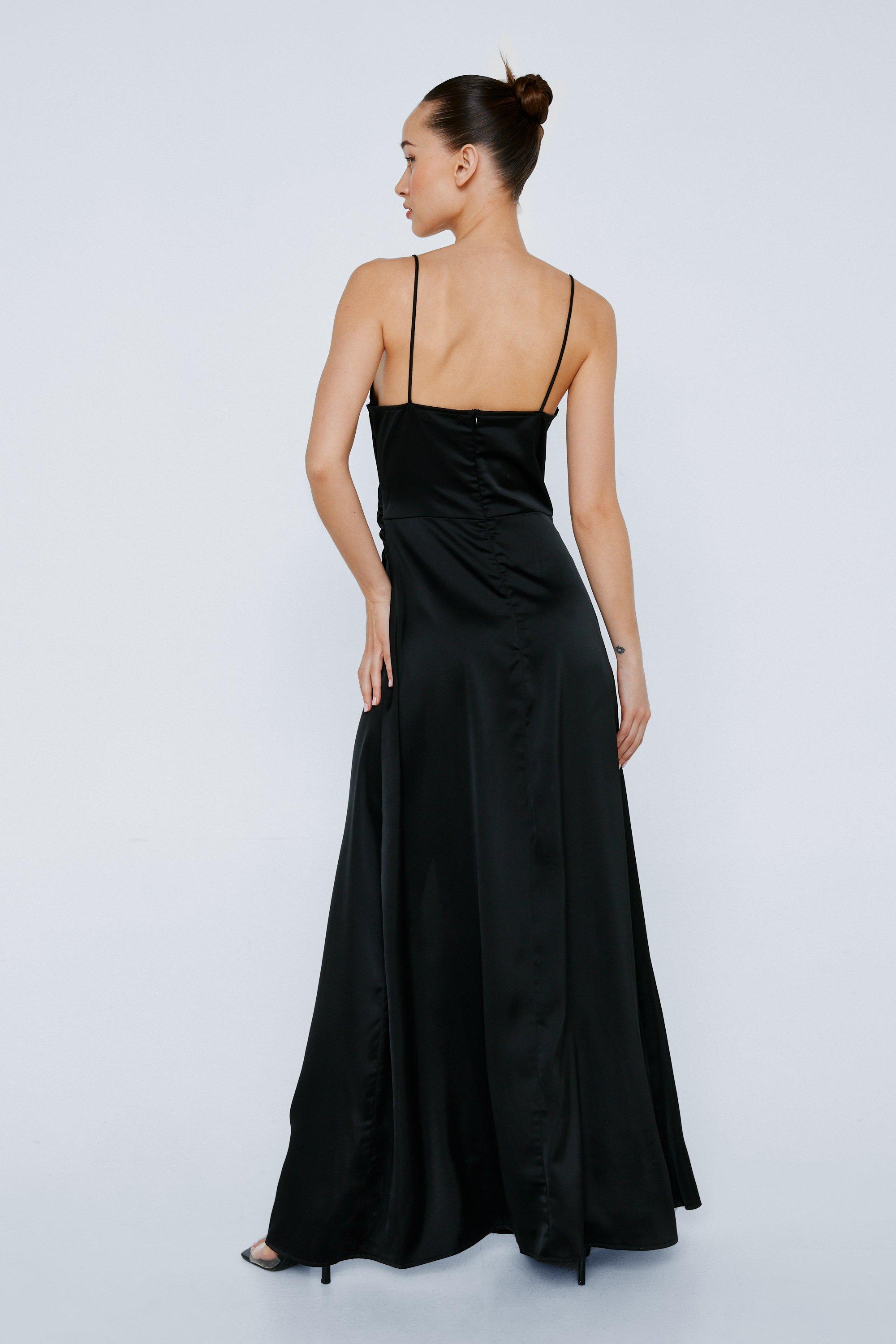 Plunge neck maxi outlet dress with thigh split