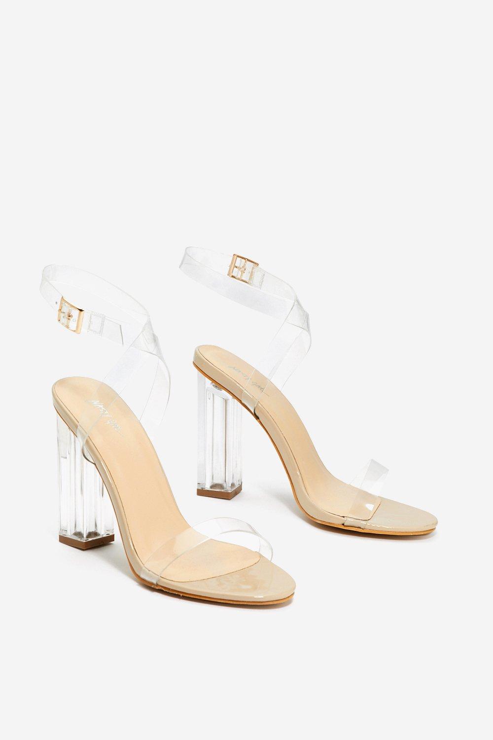 Nude clear deals block heels