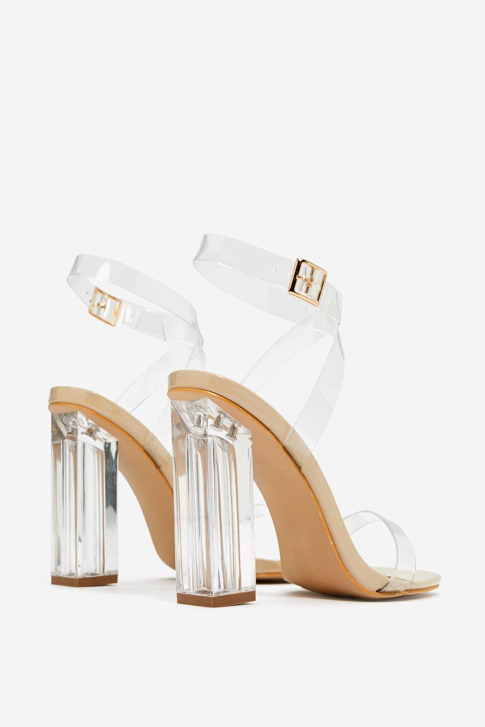 Clear nude hot sale block heels