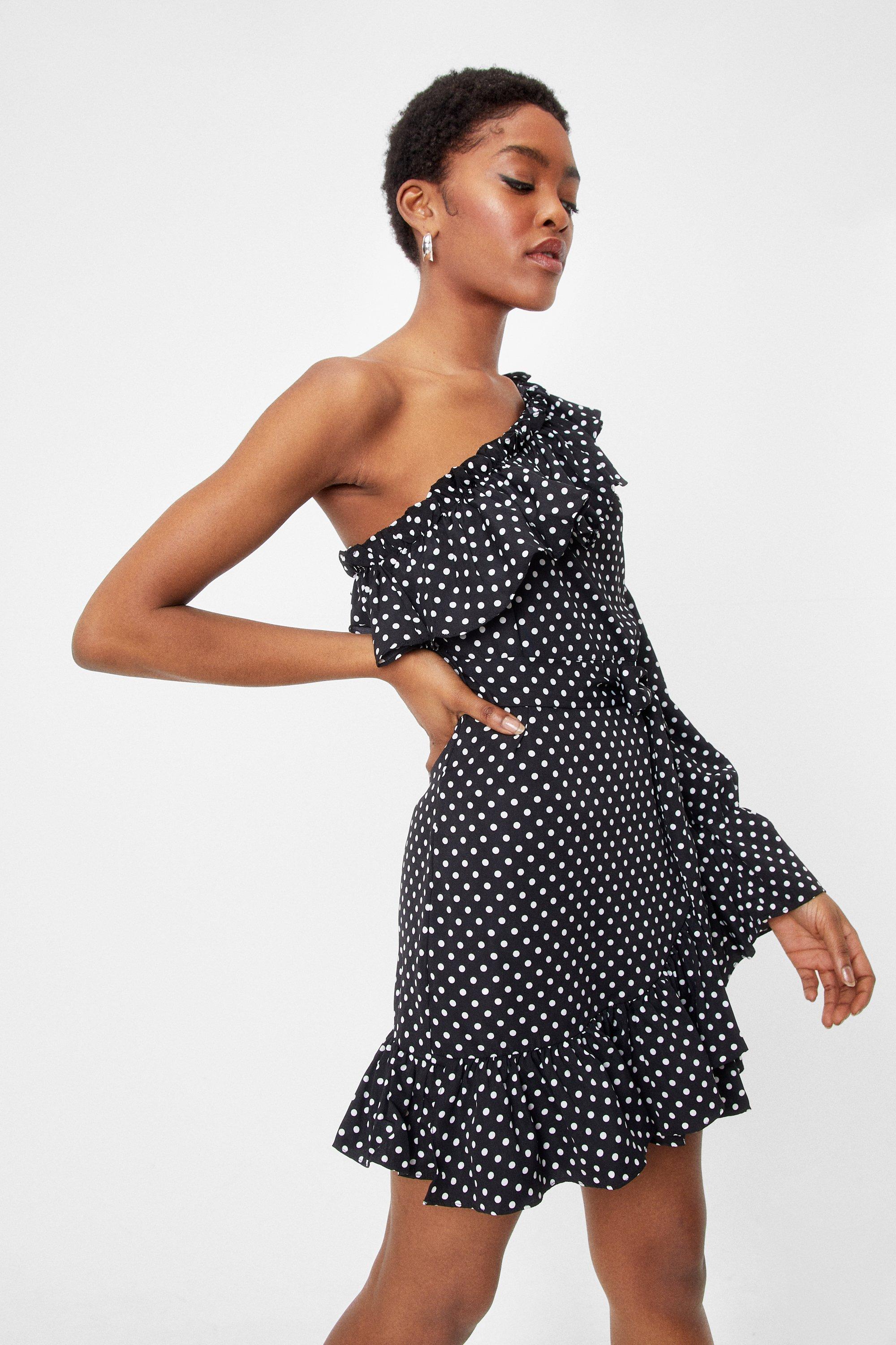 Dress Polkadot sheath dress selling with ruffle sleeve