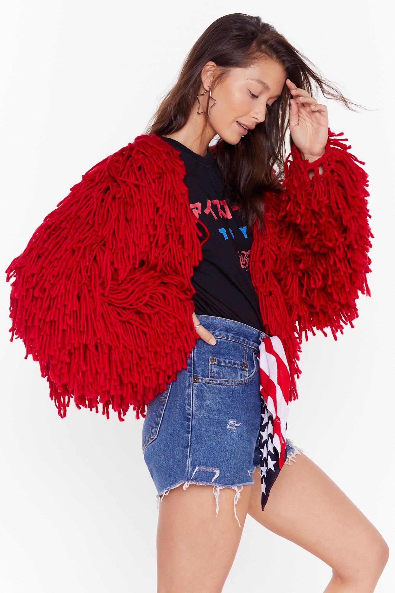 Shaggy shop red cardigan