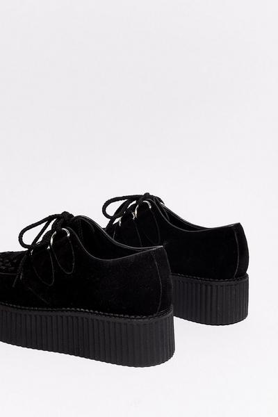 NastyGal black Because I'm a Creep Faux Suede Chunky Shoes