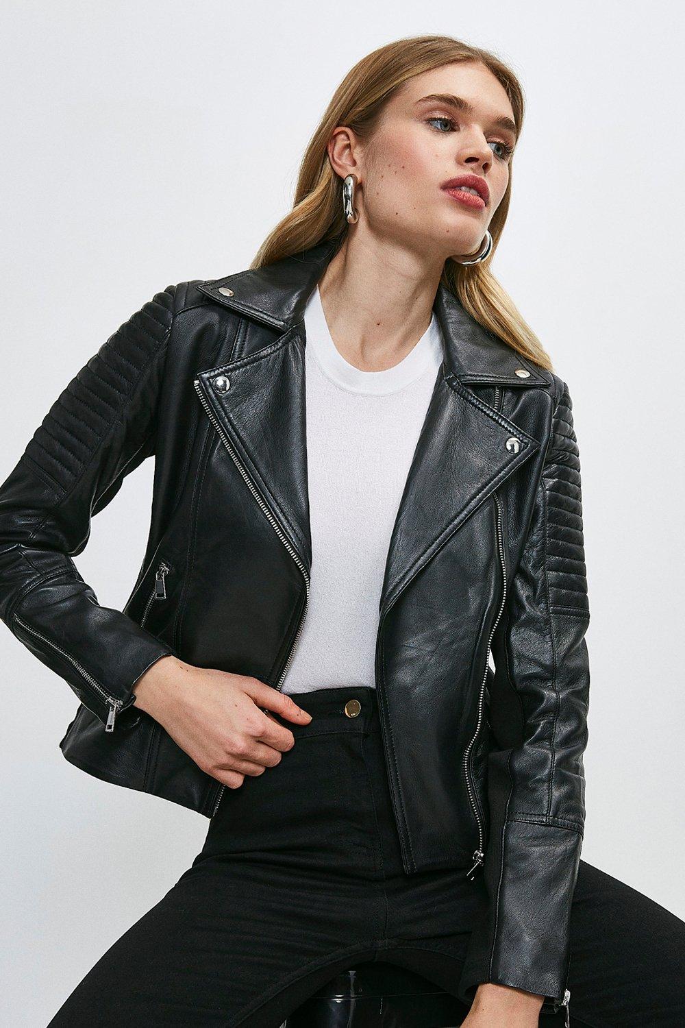 KarenMillen Essential Leather Jacket | Debenhams