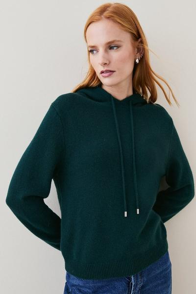 KarenMillen teal Cashmere Knitted Hoody