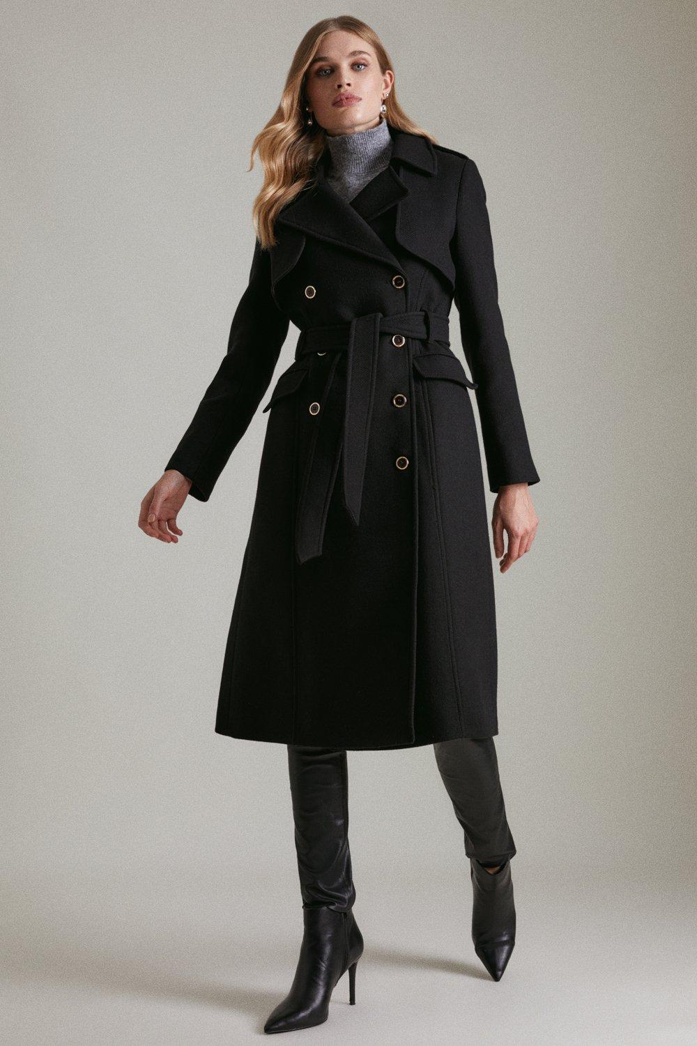 Karenmillen Italian Wool Mix Belted Trench Coat Debenhams 8480