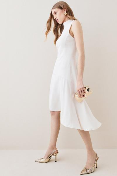 KarenMillen ivory Petite Soft Tailored High Low Midi Dress