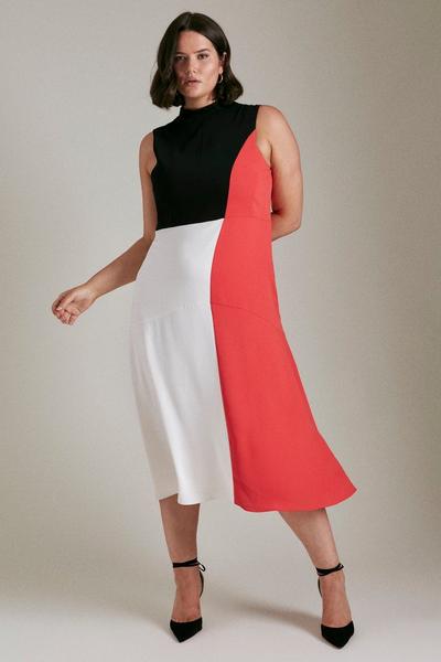 KarenMillen  Plus Size Soft Colour Blocked High Low Maxi Dress