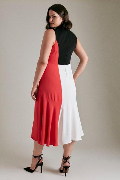 KarenMillen  Plus Size Soft Colour Blocked High Low Maxi Dress