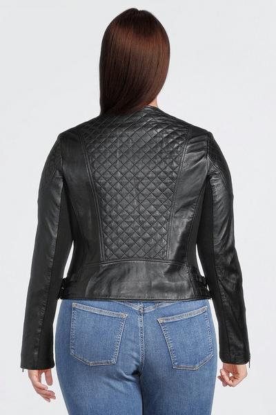 KarenMillen black Plus Size Leather Quilted Jacket