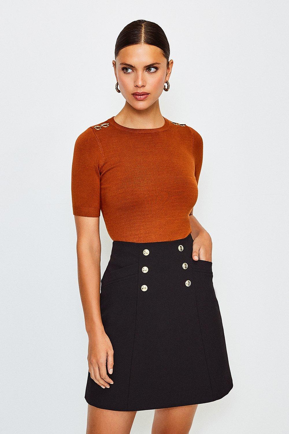 Karenmillen Military Button Mini Skirt Debenhams