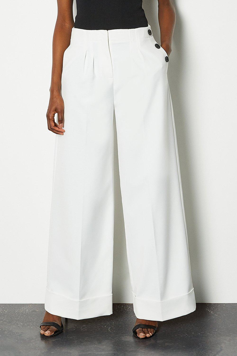 KarenMillen Side Button Wide Leg Trousers | Debenhams