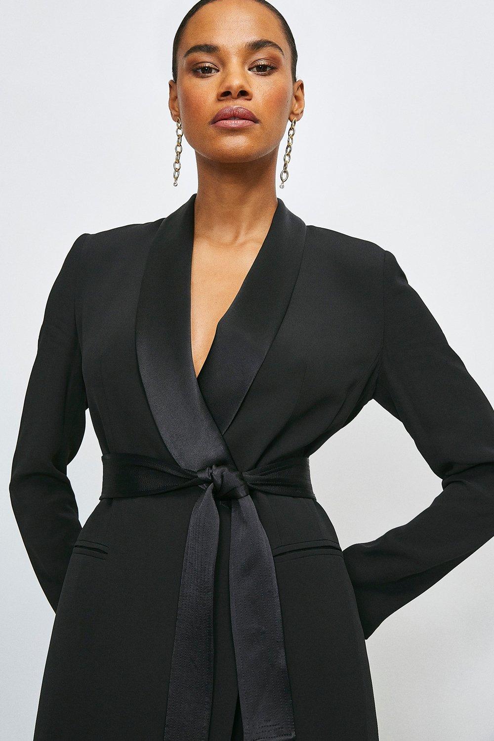 KarenMillen Tuxedo Wrap Dress | Debenhams