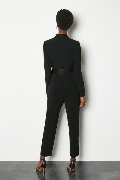 KarenMillen black Tuxedo Wrap Jumpsuit
