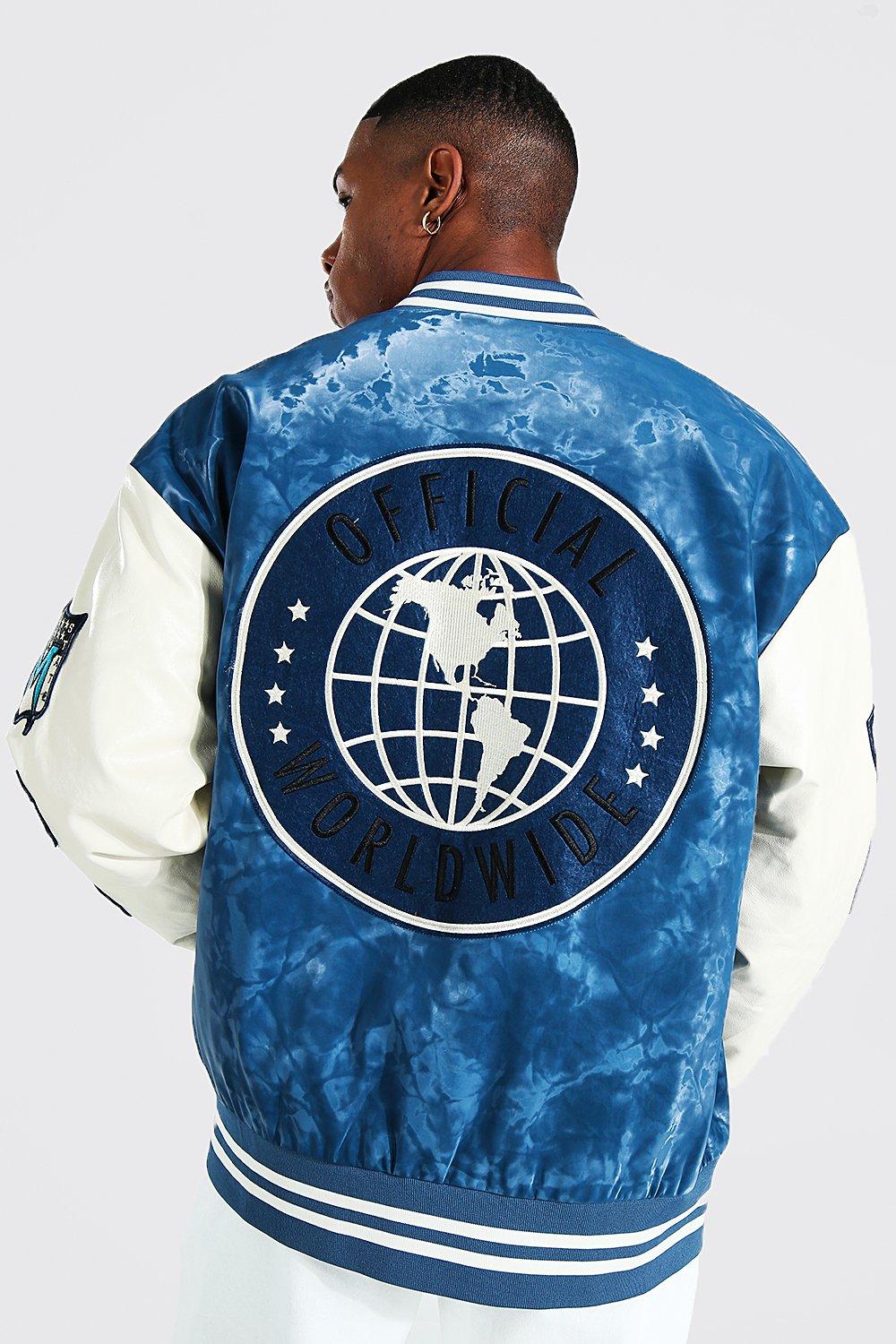 Oversized Acid Wash Official Varsity Jacket | boohoo