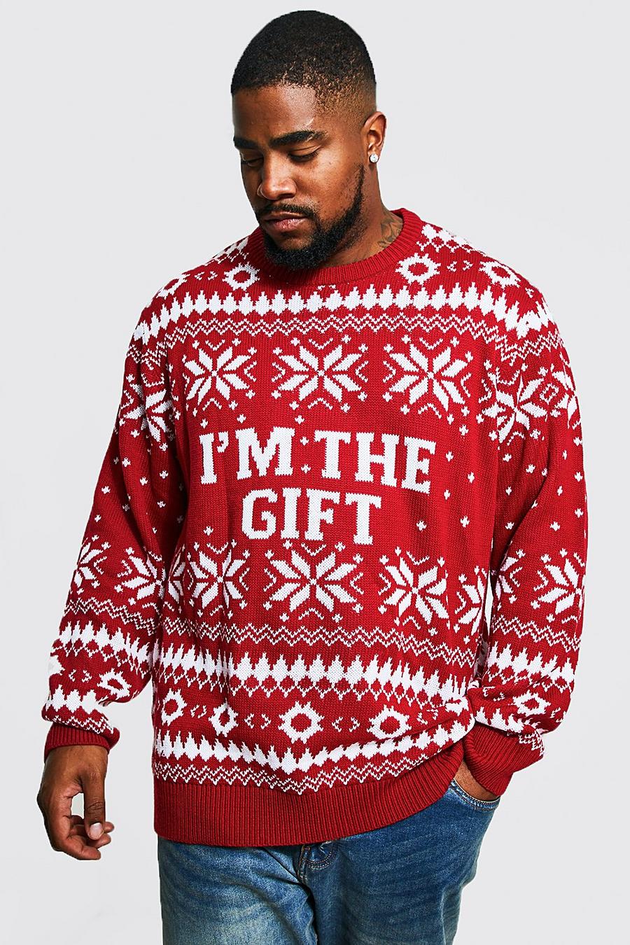 Red Plus Size 'I'm The Gift' Christmas Jumper image number 1