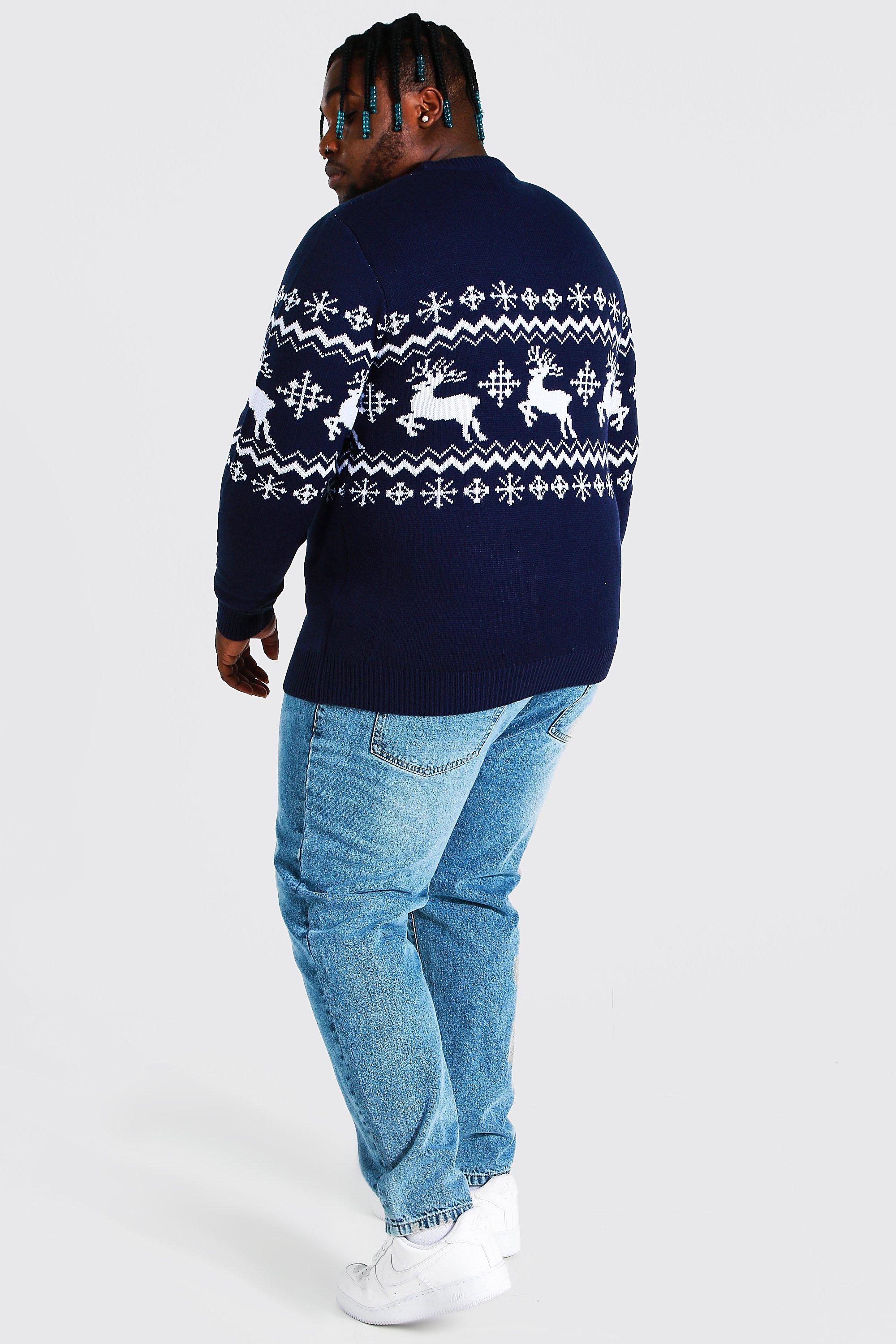 Plus Size Reindeer Panel Christmas Jumper boohoo FI