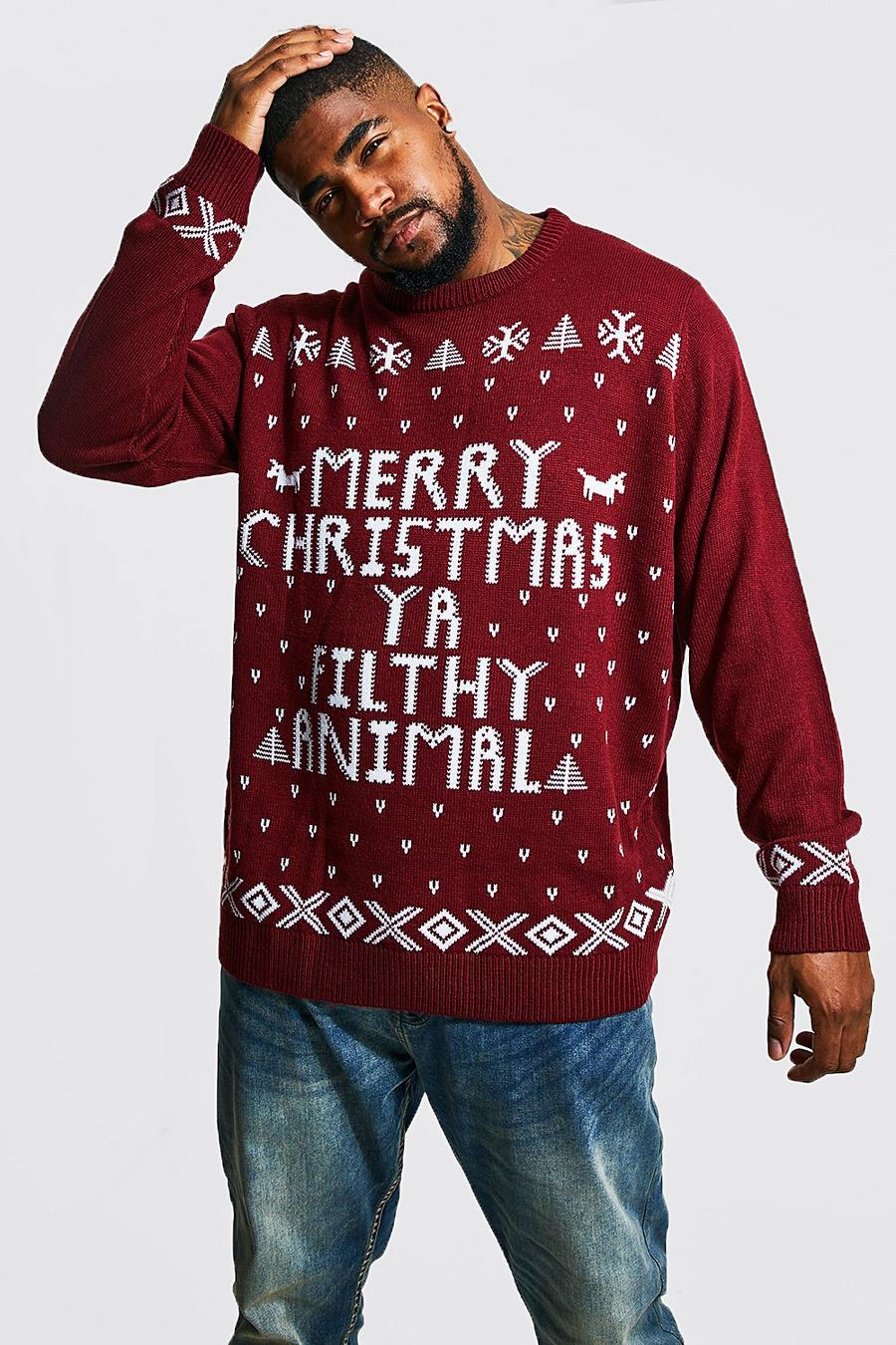 Wine Plus Size Ya Filthy Animal Christmas Jumper image number 1