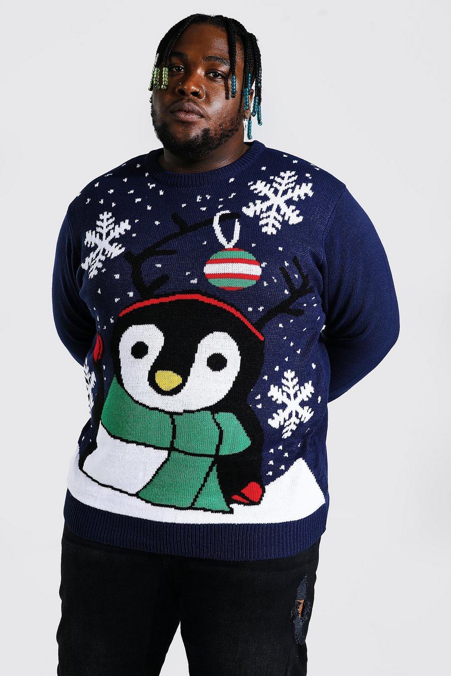 Maglione natalizio Plus Size con pinguini - novità, Navy blu oltremare image number 1