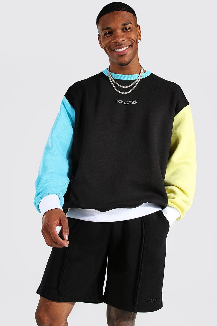 Oversize Official Colorblock Sweatshirt, Black image number 1