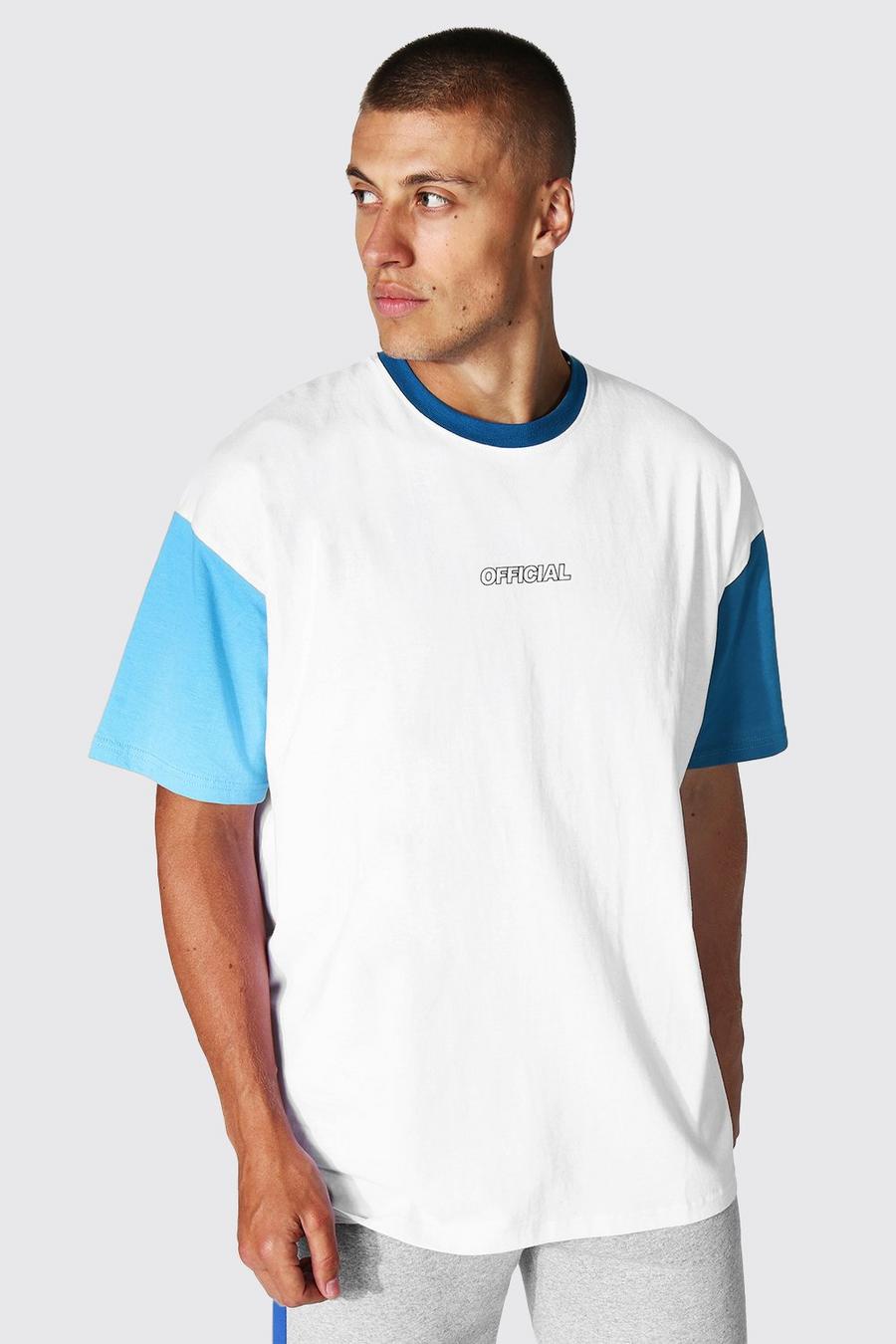 White Oversized Official Colour Block T-shirt image number 1