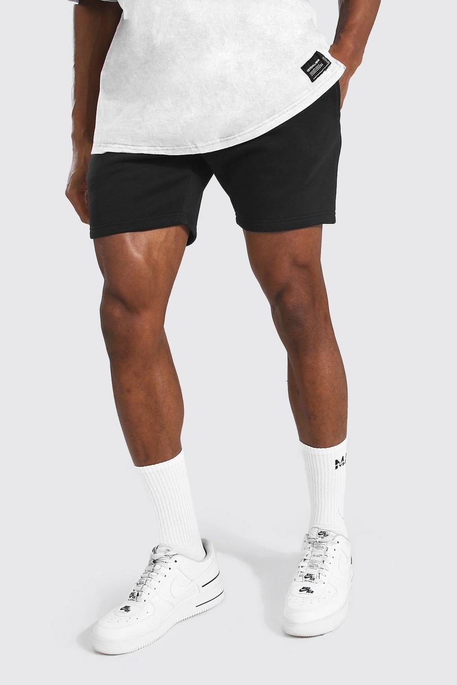 Black Basic Korte Strakke Jersey Shorts image number 1